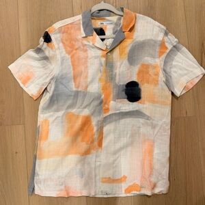 Zara Men's Casual Shirt - Orange, Gray, Black